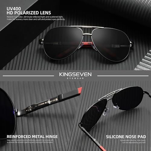 Image of KINGSEVEN Men Vintage Aluminum Polarized Sunglasses Classic Brand Sun glasses Coating Lens Driving Eyewear For Men /Women