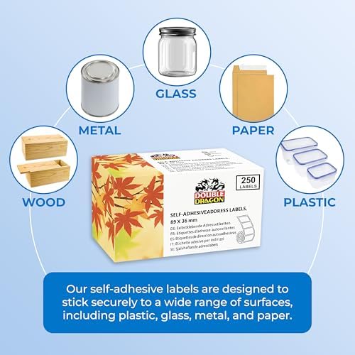 Double Dragon Address Labels | 250 Labels/Roll | 89mm x 36mm | Self-Adhesive White Stickers | BPA-Free | Handwriting, Laser & Inkjet Printer Compatible | For Shipping, Filing, Storage & Food Container - View 6