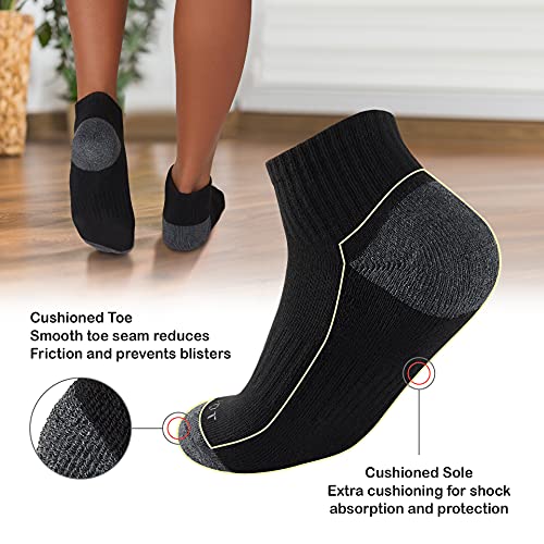 MONFOOT Men's/Women's 6 Pairs Daily Cushion Comfort Fit Performance Quarter Ankle Socks Multipack3