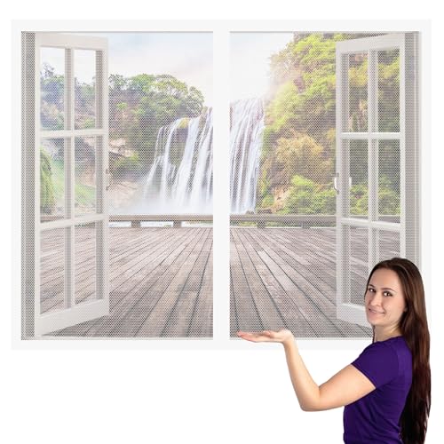 Mosquitera Magnetica Ventana 127 x 142 cm sin Taladrar Adsorción Magnética Anti Mosquito Insecto Mosquitera Repelente de Mosquitos Reforzada para Ventanas Balcón Patio, Blanco