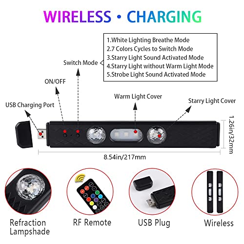 1797 Car Interior Lights Led Wireless Rgb Usb Automotive Neon Accent Light Kits Inside Starlight Remote Control Music Sound Sync Strip Rechargeable 12V Pack Of 4 #TOP1