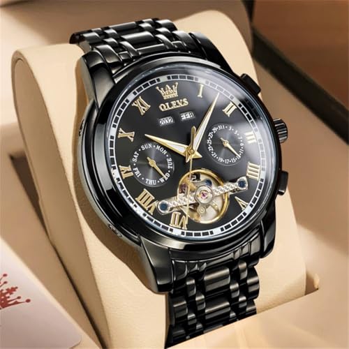 Image of OLEVS Automatic Watch for Men Self Winding Mechanical Luxury Business Stainless Steel Multi Calendar Waterproof Luminous Wrist Watches