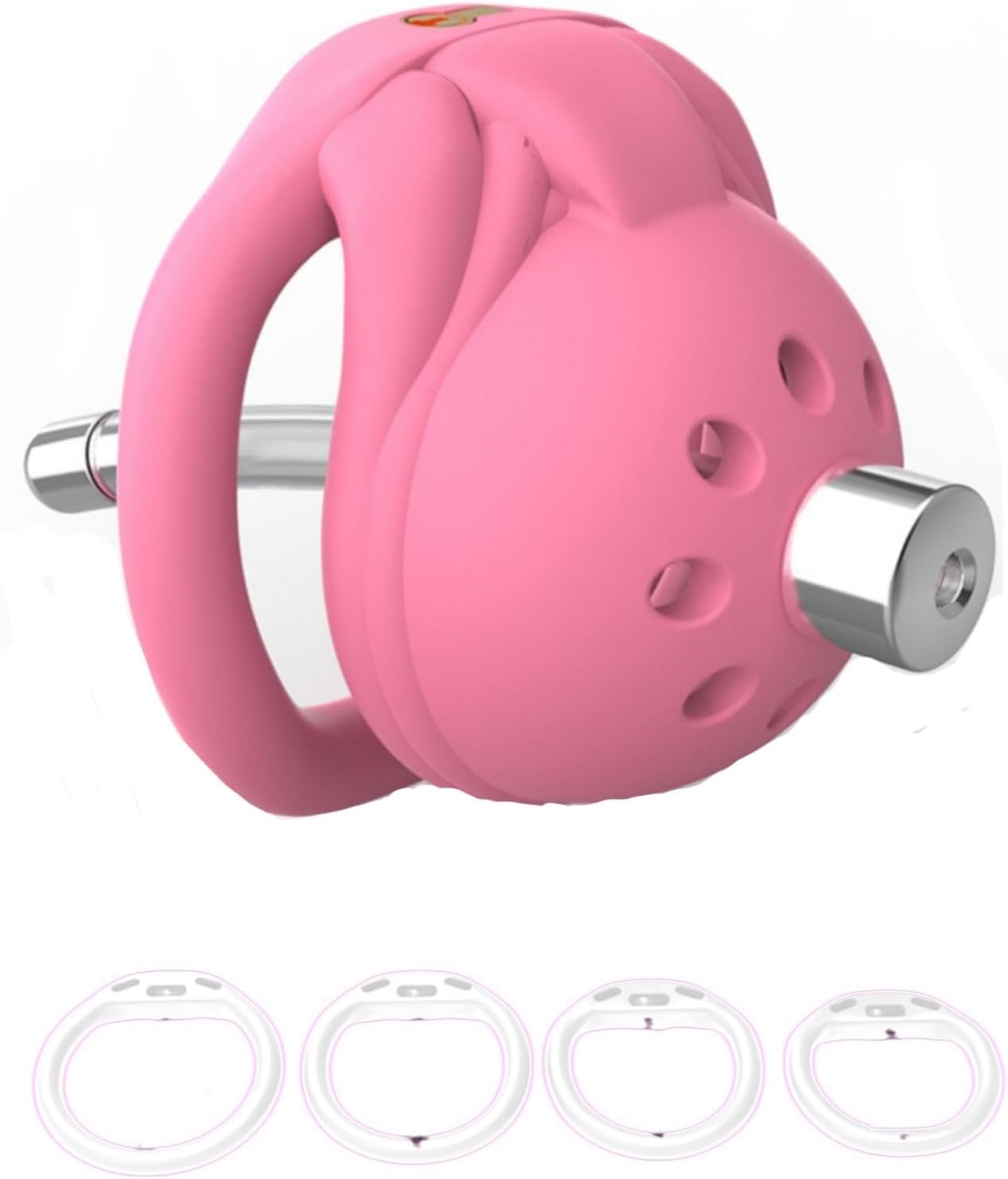 Men's recessed Small Locking core Honeycomb Security cage, Ventilated and Breathable, with Four Fixed carabiners PinkcageConduit, Arc Rings