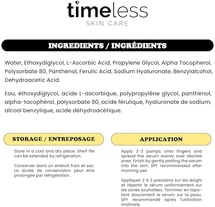 Timeless Skin Care Vitamin C Serum with Vitamin E & Ferulic Acid - 20% Vitamin C Brightening - Face Serum for Oily & Dry Skin - Fragrance-Free for Skin Care (30 ml (Pack of 1)) - 3