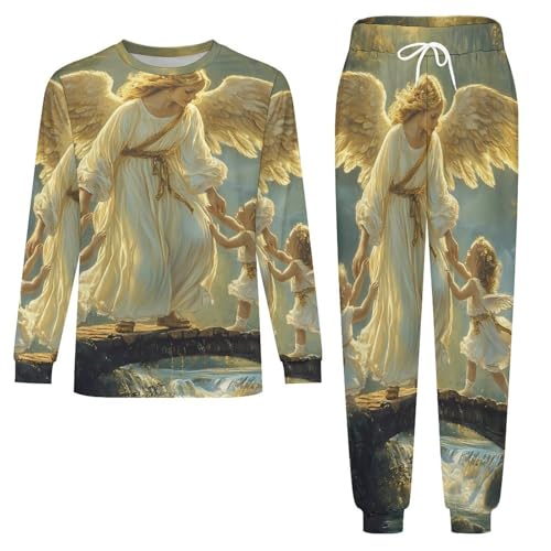 Guardian-Angeles Men’s Pajama Set Long Sleeve Top And Pants Loungewear Sleepwear Pjs Nightwear3