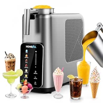 3-in-1 Slushie Machine, Ice Cream Maker & Frozen Drink Maker with 7 Preset Programs, No Ice Needed, 10 Mins Rapid Chill, 300 oz/Hour, LED Display, 304 Stainless Steel, Removable Cup & Stirrer