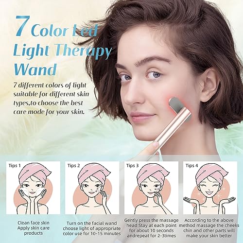 Fxtiaa LS-001,LS-002 Led-Face-Wand,7 In 1 Led Light Therapy Facial Red & Blue Rejuvenation Tool thumb #1