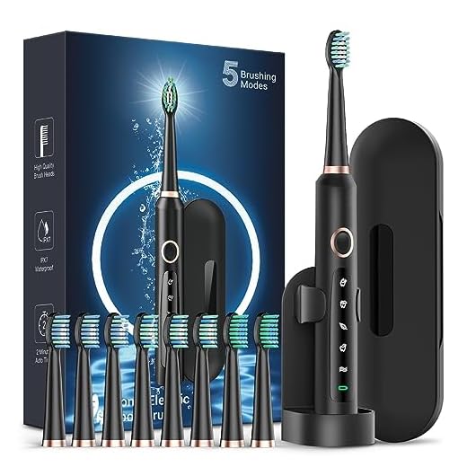 Rtauys M5 Sonic Electric Toothbrush for Adults and Kids - Rechargeable Electric Toothbrush Kids Ages 12+ and Adults with 8 Brush Heads & Travel Case, 120 Days Battery Life - Black