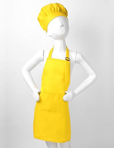 Miniatura 9 de Conjunto de delantal de chef para niños y niñas, delantales de cocina para cocinar, hornear, entrenamiento, disfraz
