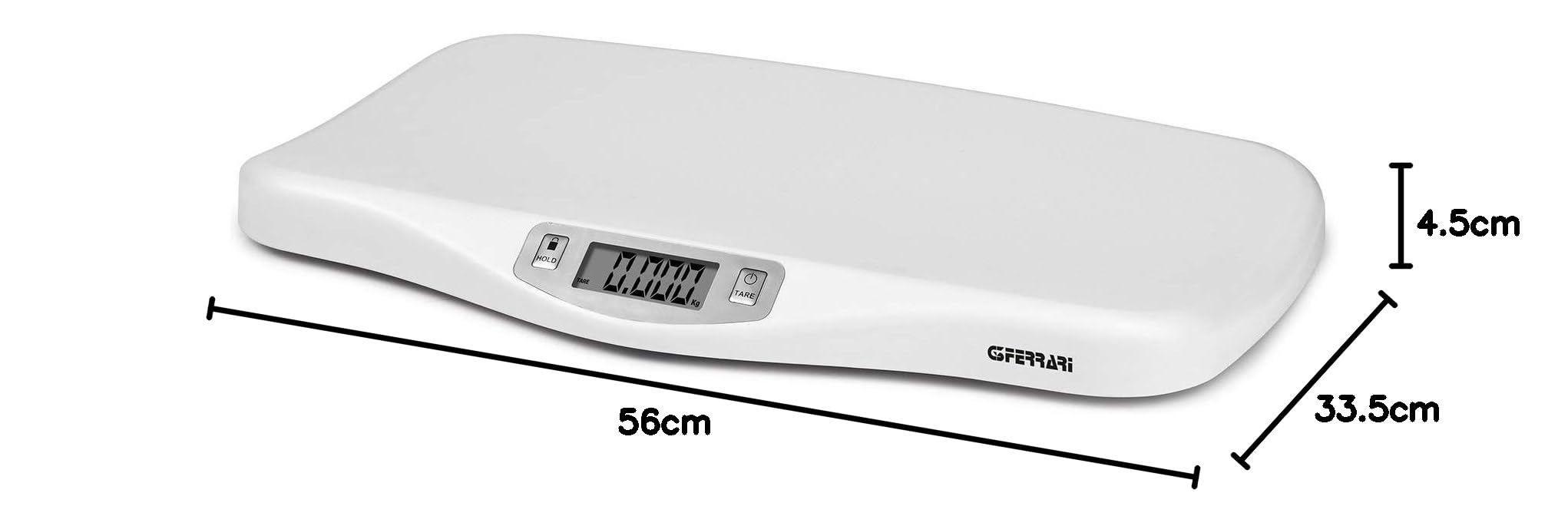 G3 Ferrari G30021 Crescobene Bilancia Pesa Bimbi, 5 gr/ 20 Kg, Display LCD, Funzione di blocco pesata, Bianco