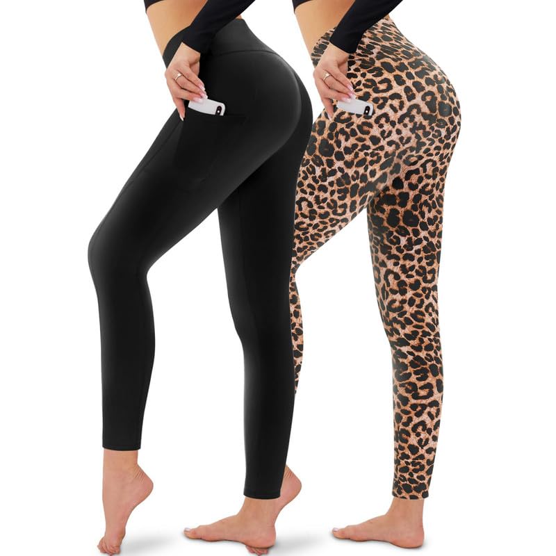 Campsnail 2er Pack Leggings Damen Schwarz High Waist Sport Leggins Blickdicht Sporthose für Gym Yoga
