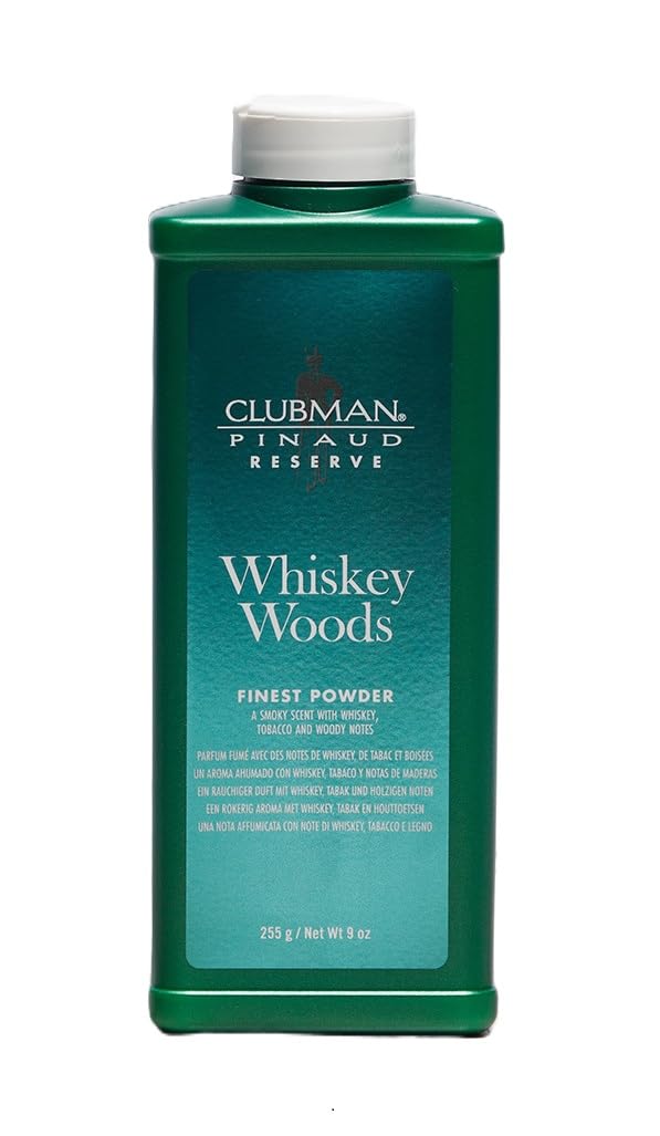 Clubman Reserve Whiskey Woods Cornstarch Powder, Post-Shave Grooming For Men (9 oz)