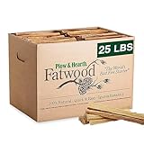 Plow & Hearth 25 LBS Fatwood Fire Starter Sticks Organic Kindling, Easy Ignition Fat Wood, All Natural Firestarters for Fire Pit, Wood Stoves, Fireplaces, Campfires, Bonfires, BBQ