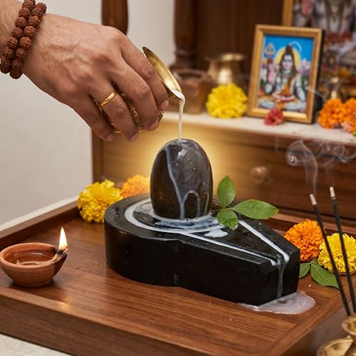 Image of PANDIT NM SHRIMALI Jaldhari for Shivling Narmadeshwar Narmada Stone Black 4 Inch | Jaladhari Yoni Base, Lingam Holder, Jaldhara for Home Puja