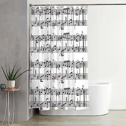 Rideau salle de bain imperméable 240x200cm en polyester noir blanc épais