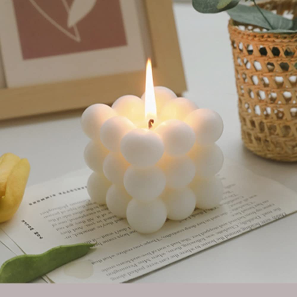 Candela in cera di soia profumata a forma di cubo, fatta a mano, decorazione danese dai colori pastello per la stanza, per aromaterapia, decorazione dalla forma elegante (cubo a forma di cuore