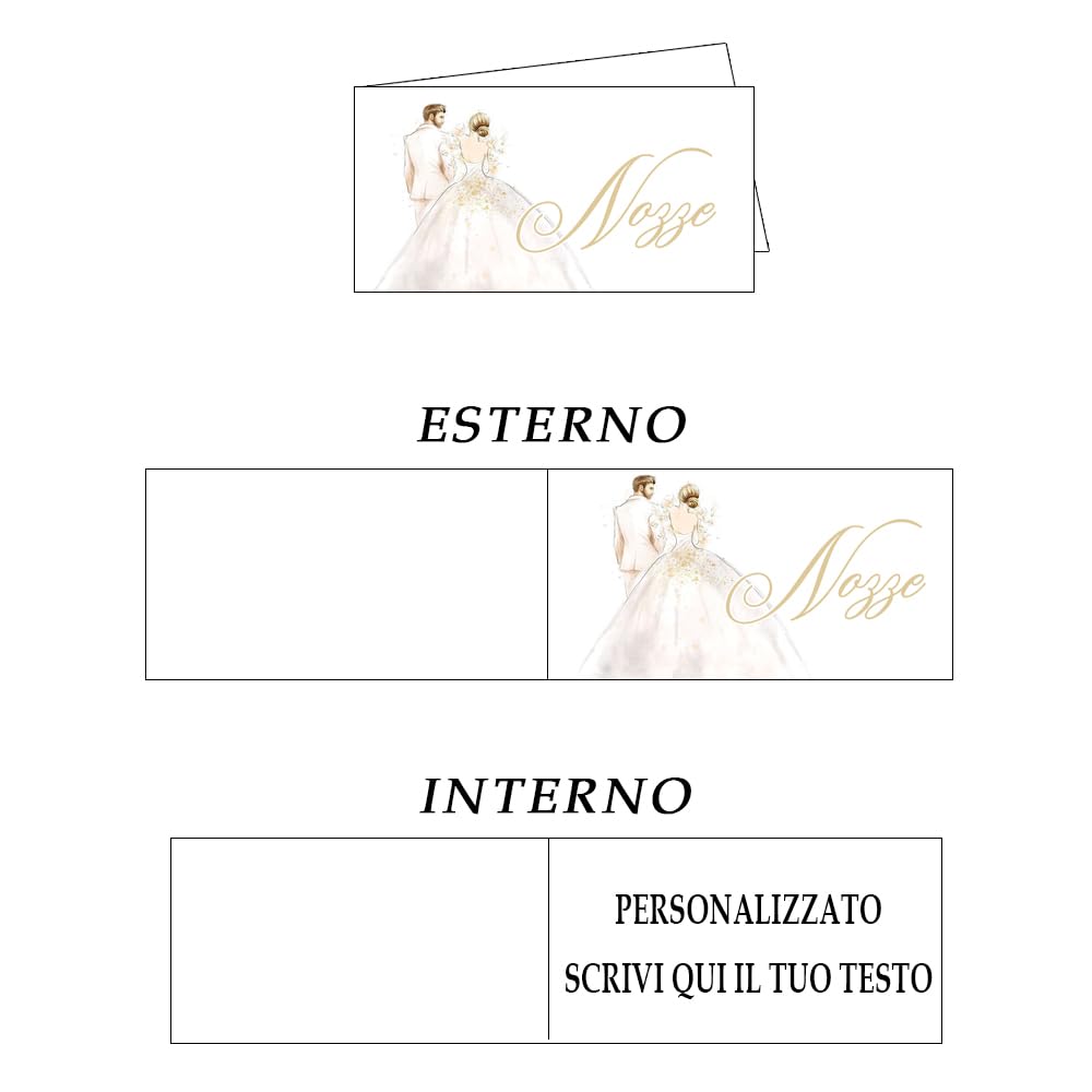 CORMAR Bigliettini Matrimonio Personalizzati – 60 Pezzi