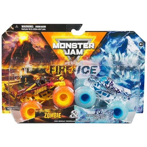 Monster Jam 2024 Fire & Ice 1:64 Diecast Monster Truck 2-pack Zombie & Northern Nightmare