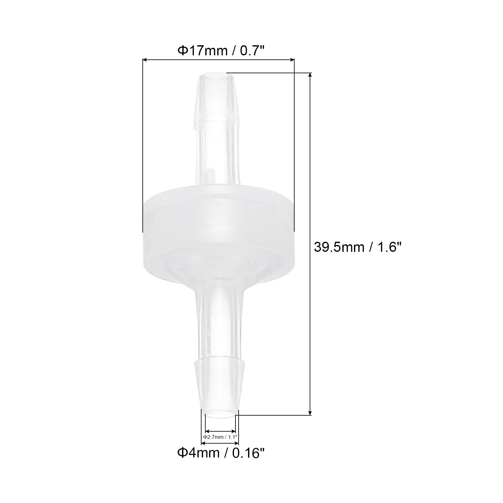 QUARKZMAN 5 szt. Zawory zwrotne 3/16" (4 mm) Dia jednokierunkowe złącze rurowe z tworzywa sztucznego PP do gazu cieczy powietrza zbiornika wody