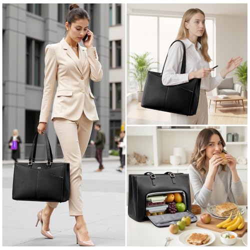 LOVEVOOK Lunch Tote Bag for Women, Laptop Bag for Work with Insulated Lunch Compartment 15.6 Inch 2 in 1 Lunch Tote Large Capacity Computer Handbag for Work, Teacher, Nurse, Office, Casual by LOVEVOOK - Image 2