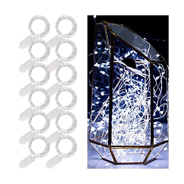 Waterglide fairy lights battery operated (included), 6. 5ft 20 led mini string lights, waterproof silver wire firefly starry lights for diy wedding christmas party mason jars decor