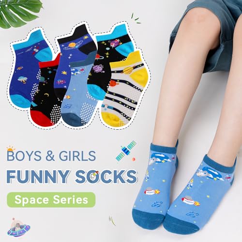 Image of Eyean Kids Ankle Cotton Socks Cute Animal Pattern Soft Non Slip Boys Girls No Show Socks 6 Pairs