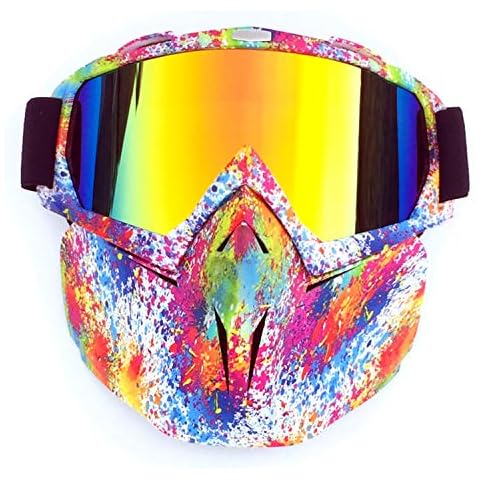 DMAIPUK Motorcycle Goggles with Detachable Face Mask, Windproof, New Type of Motorbike Eyeweardustproof and Fogproof, Suitable for Bicycle/ATV/Desert off-Road Racing, Unisex(color) Cover