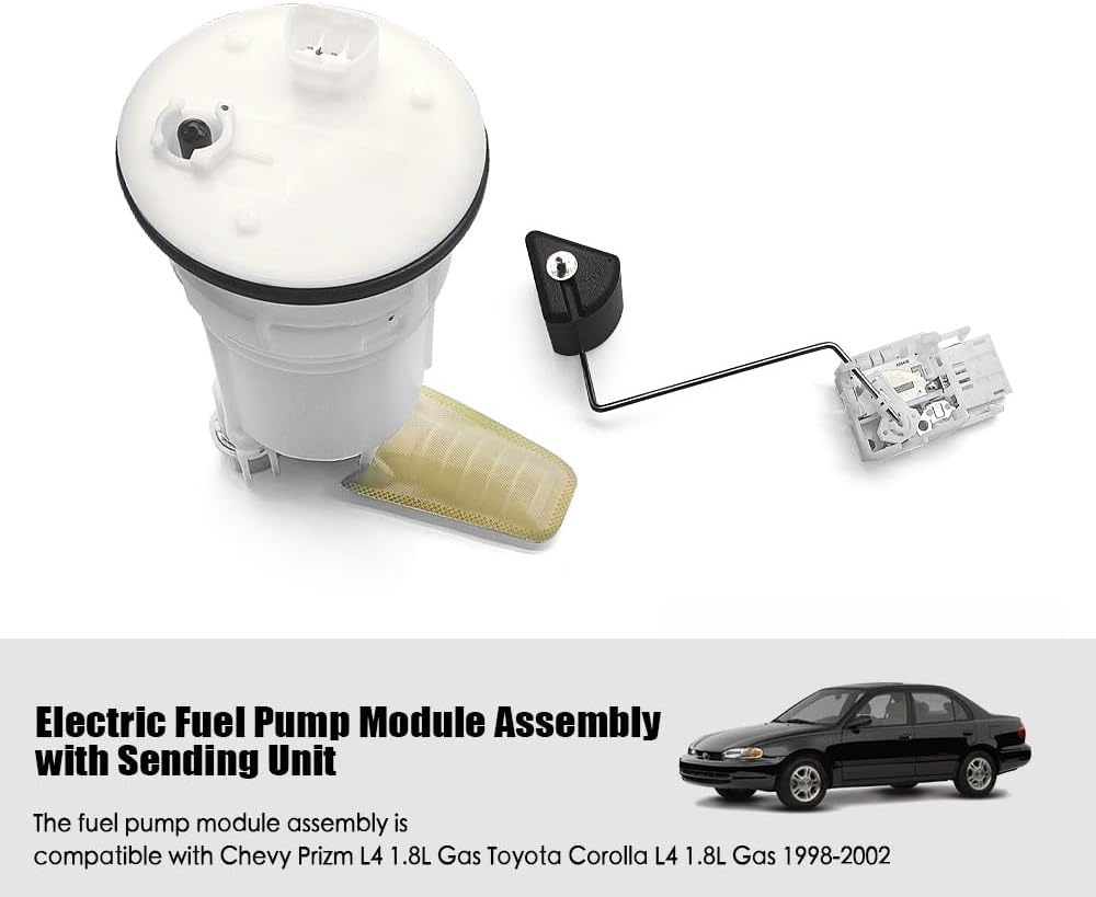Fuel Pump Assembly Fit for Chevrolet Prizm Toyota Corolla L4 1.8L 1998-2002, Electric Fuel Pump Module Replace SP9163M 77024-02010 FG2218, with Sending Unit