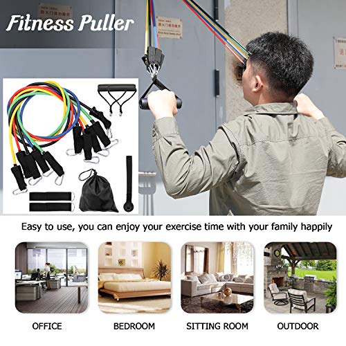 Extrator de fitness, Andoer 11 unidades/conjunto Fitness Puller Cinto multifuncional de força muscul