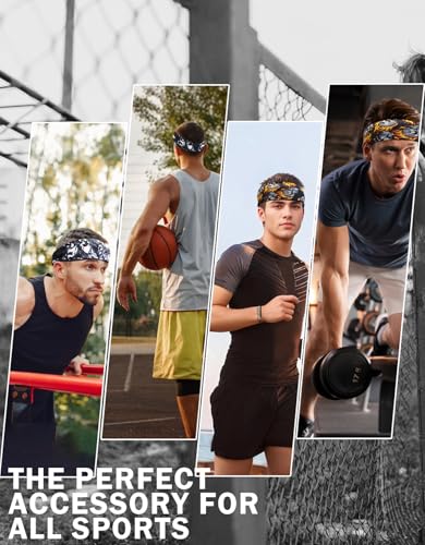 Image of Headbands for Men & Women, Sweat Headband Non-Slip Sweatband Sports Running Cycling Yoga Basketball Workout Football Training