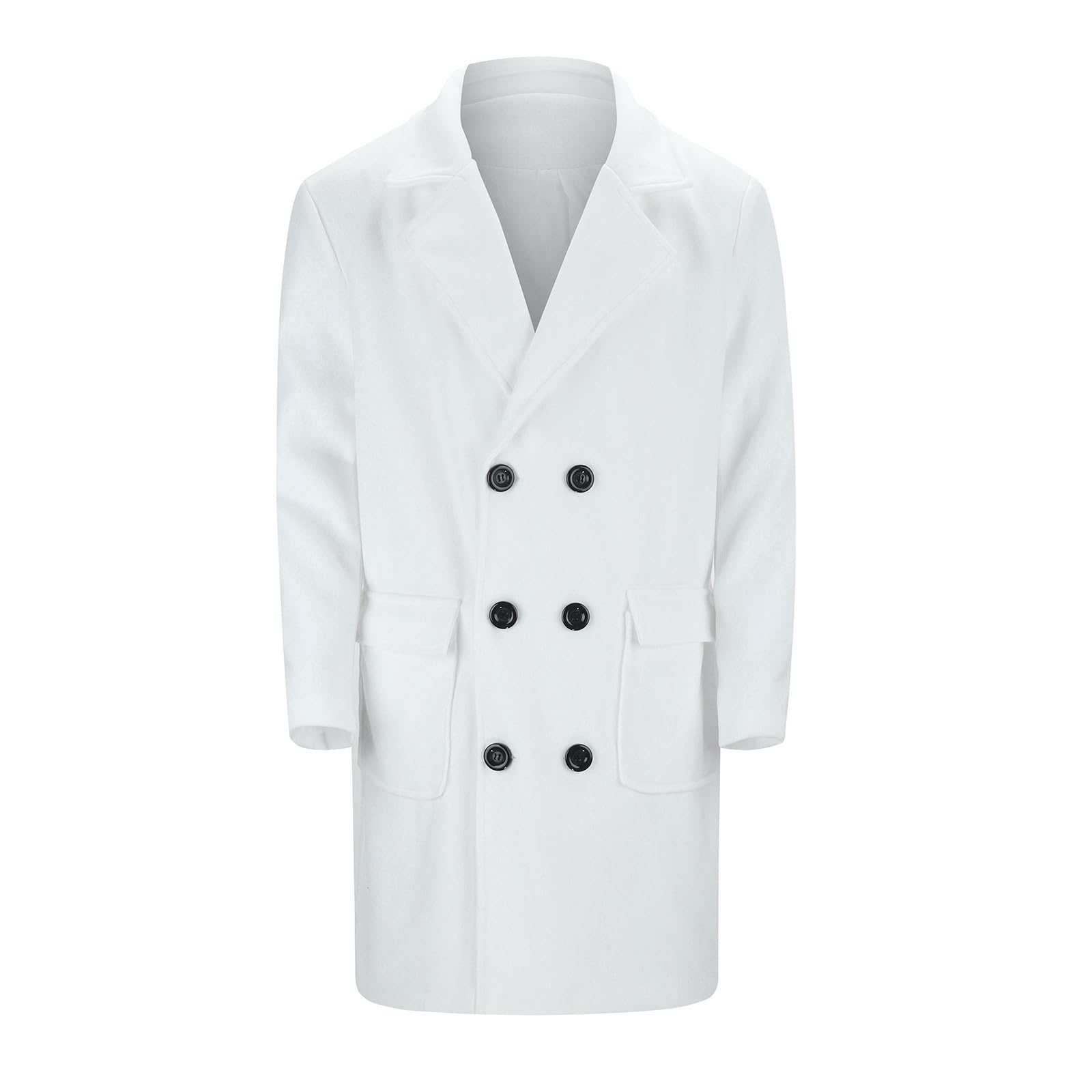 Wintermantel Herren Lang, Mantel Herren Wolle, Trenchcoat Jacken Mit Revers Dick Peacoat Jacke Mit Taschen Casual Dufflecoat Mittellanger Herrenjacken Thermo Übergangsjacken