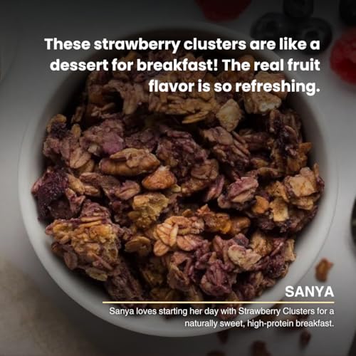 Image of Kilobeaters Breakfast Clusters Muesli- Strawberry Flavor - High-Protein, Grain-Free, No Added Sugar Cereal - Healthy Breakfast With Freeze-Dried Strawberries - 1Kg