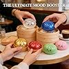Dumpling Squishy, Glitter Mystery Dumplings Box, Squishy Dumpling Stress Relieving Toy, Soft Squeeze Decompression Dough, Interesting, with Food Steamer Stretchy Desk Toys (B-Pink) #4