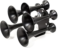 Vista 5 de HornBlasters Katrina bocina de tren negra suave de 5 trompetas