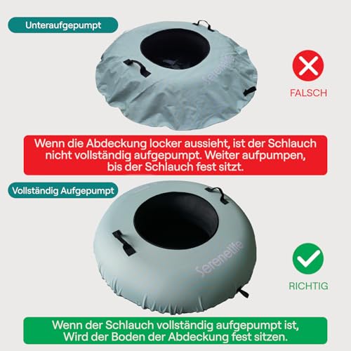 SereneLife Tube 112/122 cm – Aufblasbarer Schneereifen mit Griffen und Schleppleine XXL Rodelreifen für Kinder und Erwachsene – rutschfeste Hartboden-Schale – Perfekt für Schneespaß im Winter