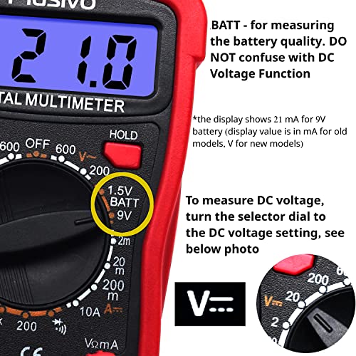 image for Digital Multimeter 2000 Counts Voltmeter Measures AC DC Voltage, Resis