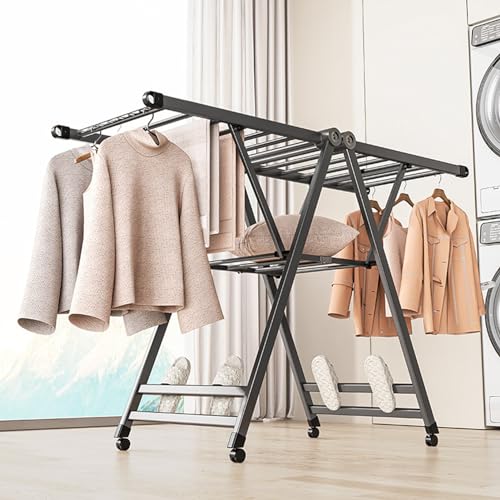 Étendoir à linge pliable aluminium réglable anti-encombrement - 6