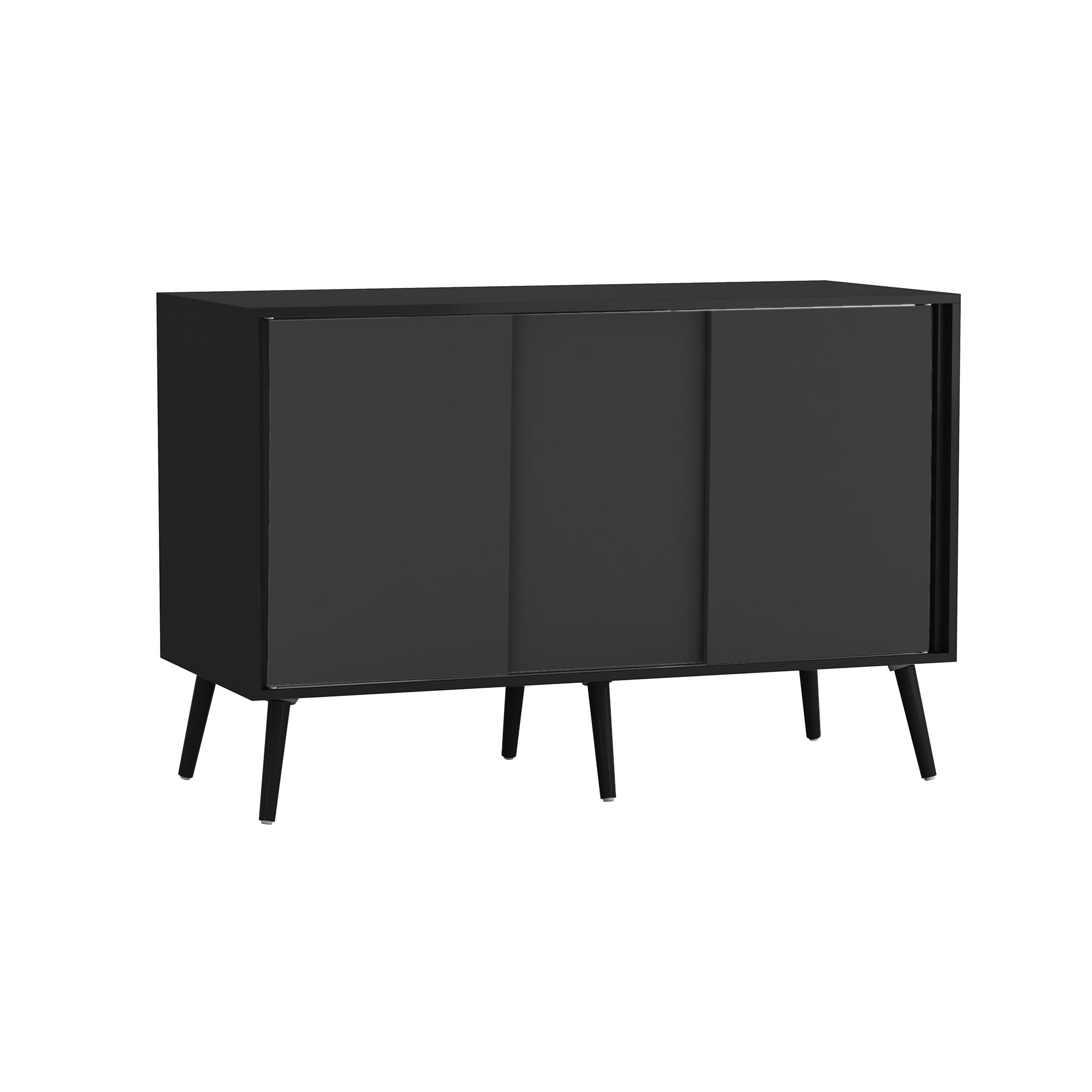 URBNLIVING 3-Door Sliding Sideboard Cabinet with Wooden Legs, Modern Cupboard, Credenza for Living Room, Dining Room or Office, Storage Organizer with Stylish Sliding Doors, Mix & Match Colour Combos