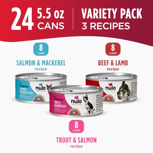 Image of Nulo Canned Wet Cat Food, Pate, Variety Pack, 5.5 oz x 24