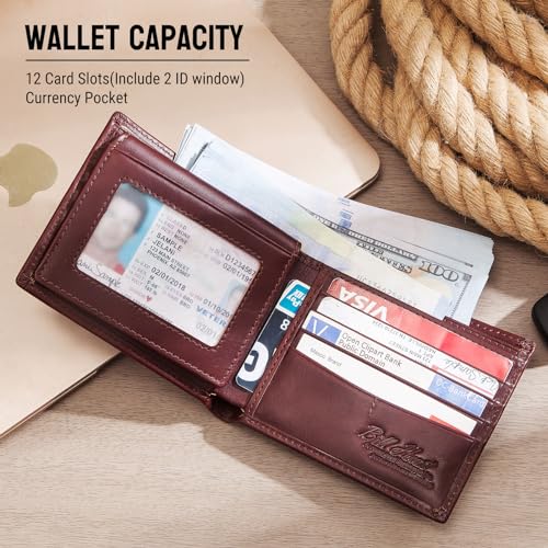 Image of Mens Wallet with Chain, RFID Blocking Genuine Leather Bifold Wallet with Sturdy Chain