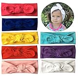 QandSweet Baby Hairband Girl Elastic Hair Accessories Headbands (8 Pack Solid Bunny Ears)