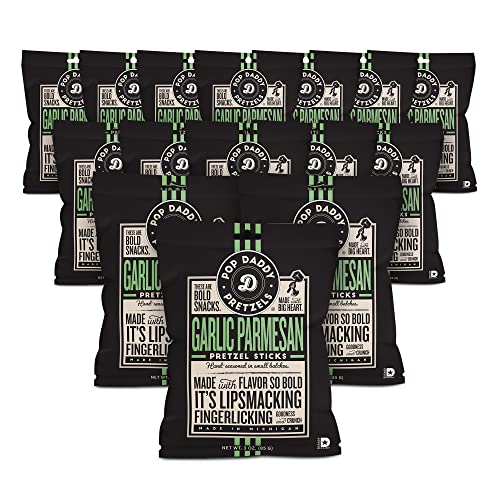 Pop Daddy Flavored Pretzels Sticks, Garlic Parmesan, 3oz Healthy Gourmet