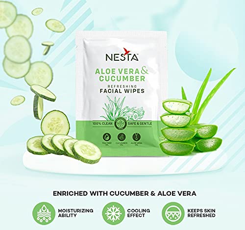 Nesta Wet Wipes, Daily Cleansing Refreshing and Moisturizing Wet Facial Wipes - Rose, Lemon, Mint, Cucumber, Sandalwood with Goodness of Aloevera, Antiacne (10 Count Each, Pack... - Image 3