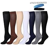 Compression Socks for Men & Women,15-20mmHg-7 Pack (L/XL, Assort1)