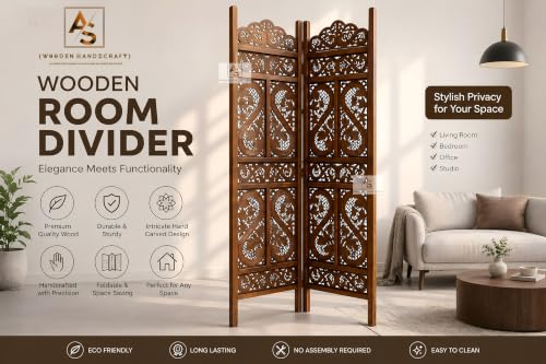 Image of Partition for Living Room,Divider,Partition Wall Room Divider Screen Separator, Wall Panel Divider for Hall | Bedroom |Office | Puja Room | Restaurant S Design (2 Panel Antique)
