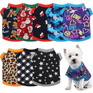 8 Pieces Dog Sweaters Winter Chihuahua Clothes Outfits Dog Warm Shirt Winter Puppy Clothes for Winter Colorful Thickening Dog Pajamas for Pets Pup Dog Cat (Classic Pattern, Small)