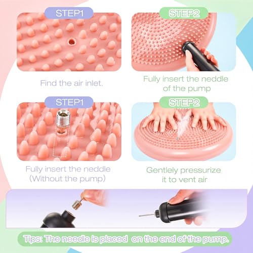 Image of Amylove 4 Pcs Wiggle Seat Inflated Wobble Cushion for Sensory Kid 13 Inch Balance Disc Kids Flexible Seating Exercise Sensory Pad Chair Cushion for Classroom Office School(Dopamine)