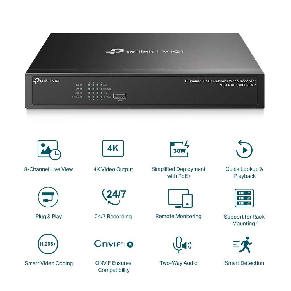 TP-Link Vigi Nvr1008H-8mp V1 - Nvr - 8 Canali