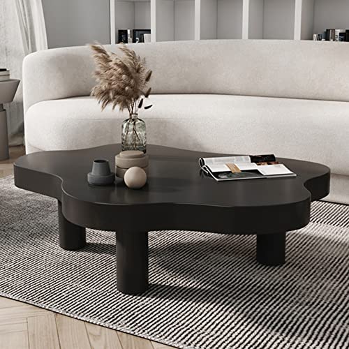 Runnup Free Shape Coffee Table With 3 Legs Base Design Pine Cocktail Table - Black - 27.5" L X 18" W X 16" H (Table Only) #TOP3