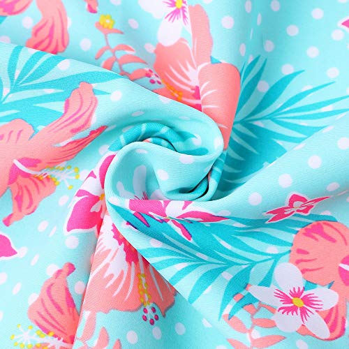 Image of Girls Two Piece Swimsuit Long Sleeve Floral Bathing Suit UPF 50+ Summer Beach Swimwear